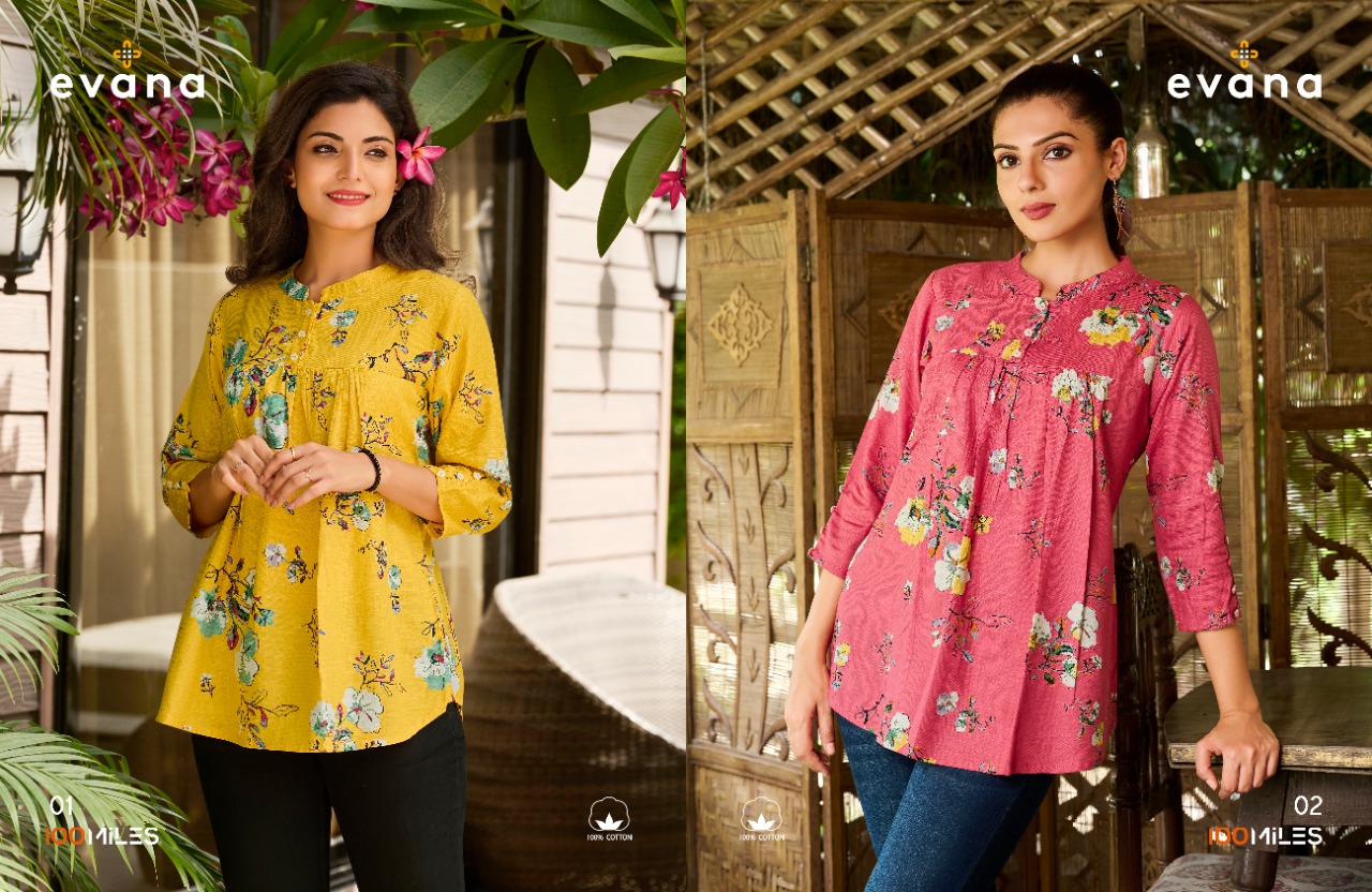 100 miles evana Cotton greaceful look top catalog