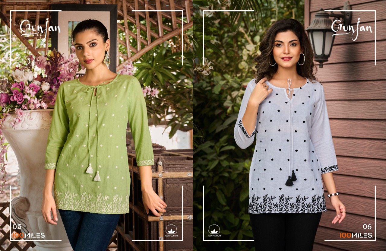 100 miles gunjan cotton decent look top catalog