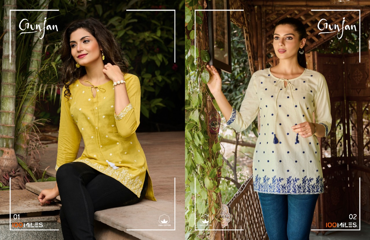 100 miles gunjan cotton decent look top catalog