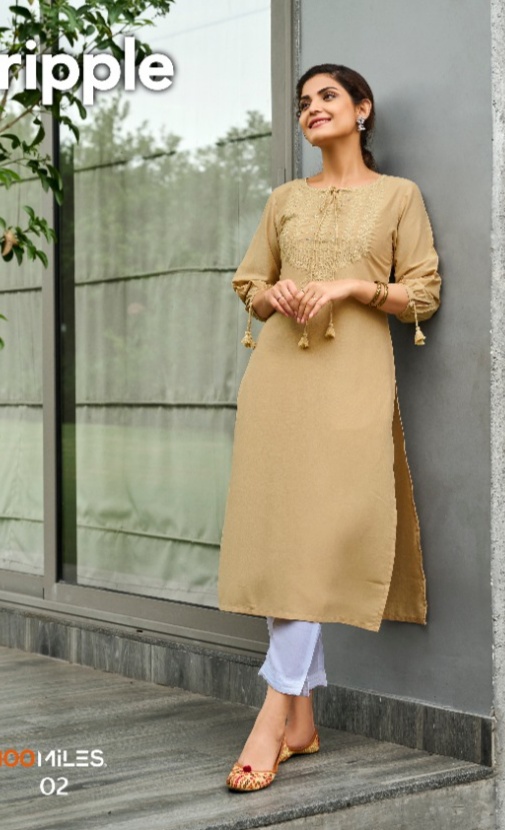 100 miles ripple fancy decent look kurti catalog