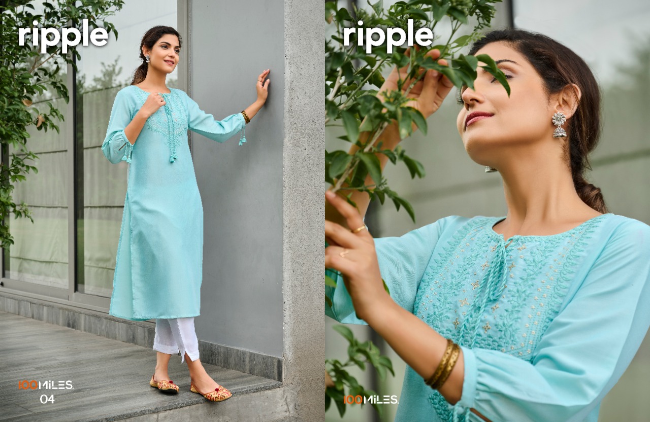 100 miles ripple fancy decent look kurti catalog