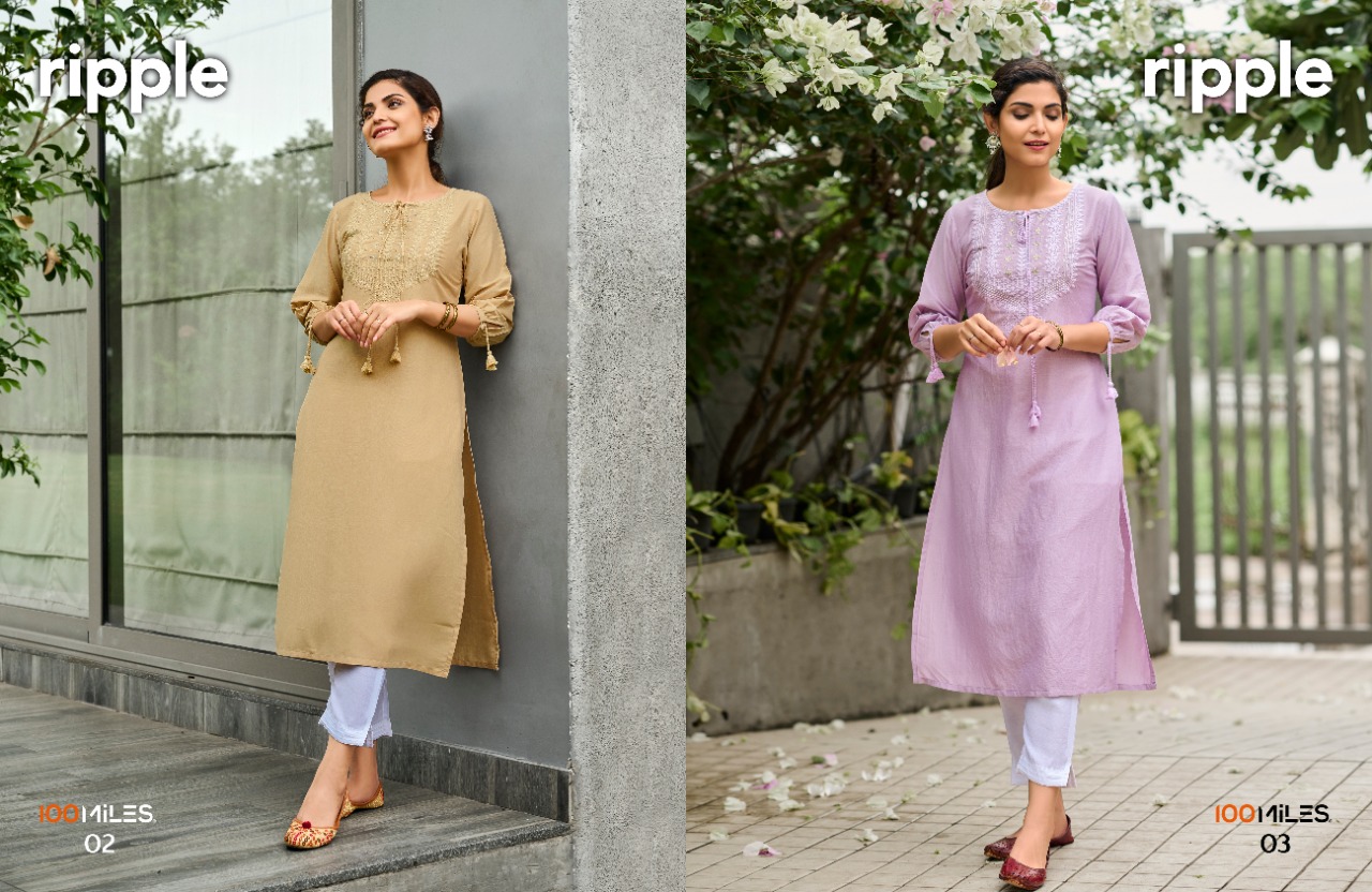 100 miles ripple fancy decent look kurti catalog