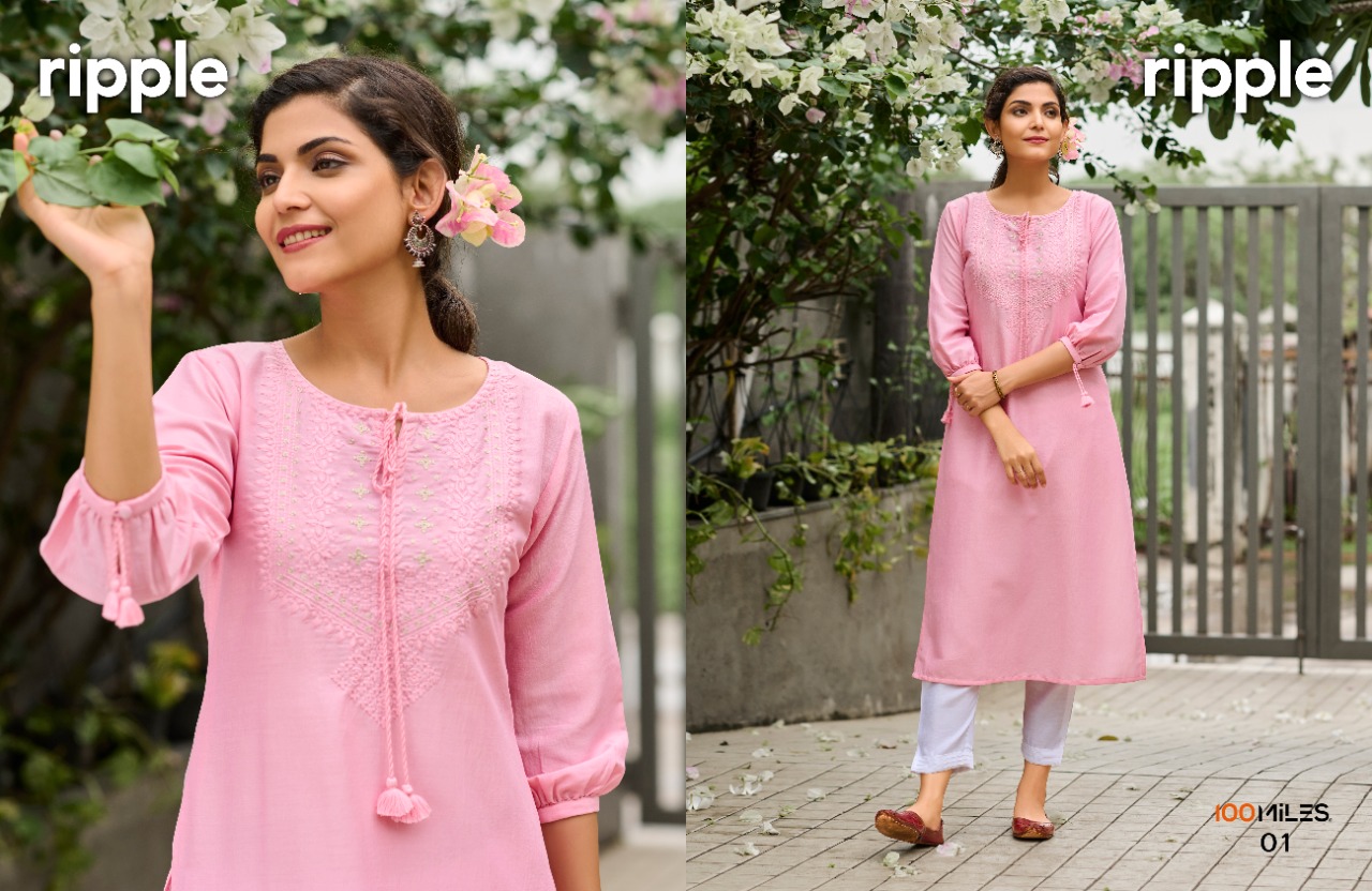 100 miles ripple fancy decent look kurti catalog