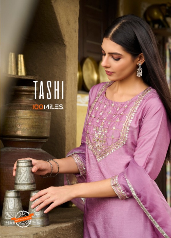 100 miles tashi fancy decent look top pant with dupatta catalog