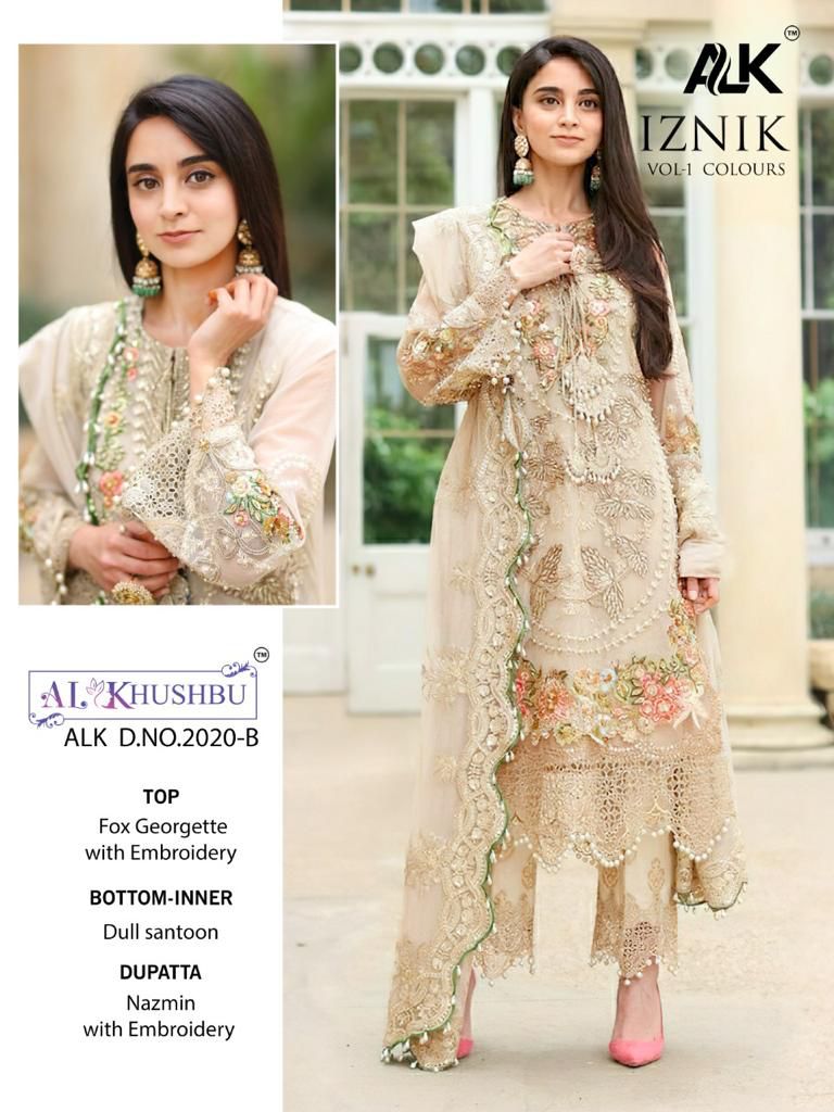 al khushbu alk d no 2020 iznik vol 1 georgette attractive look salwar suit catalog