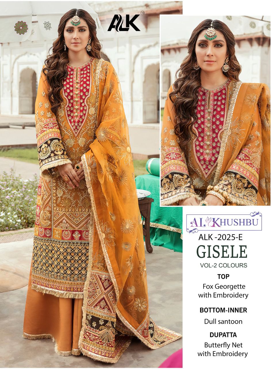 al khushbu gisele vol 2 colours georgette catchy look salwar suit catalog