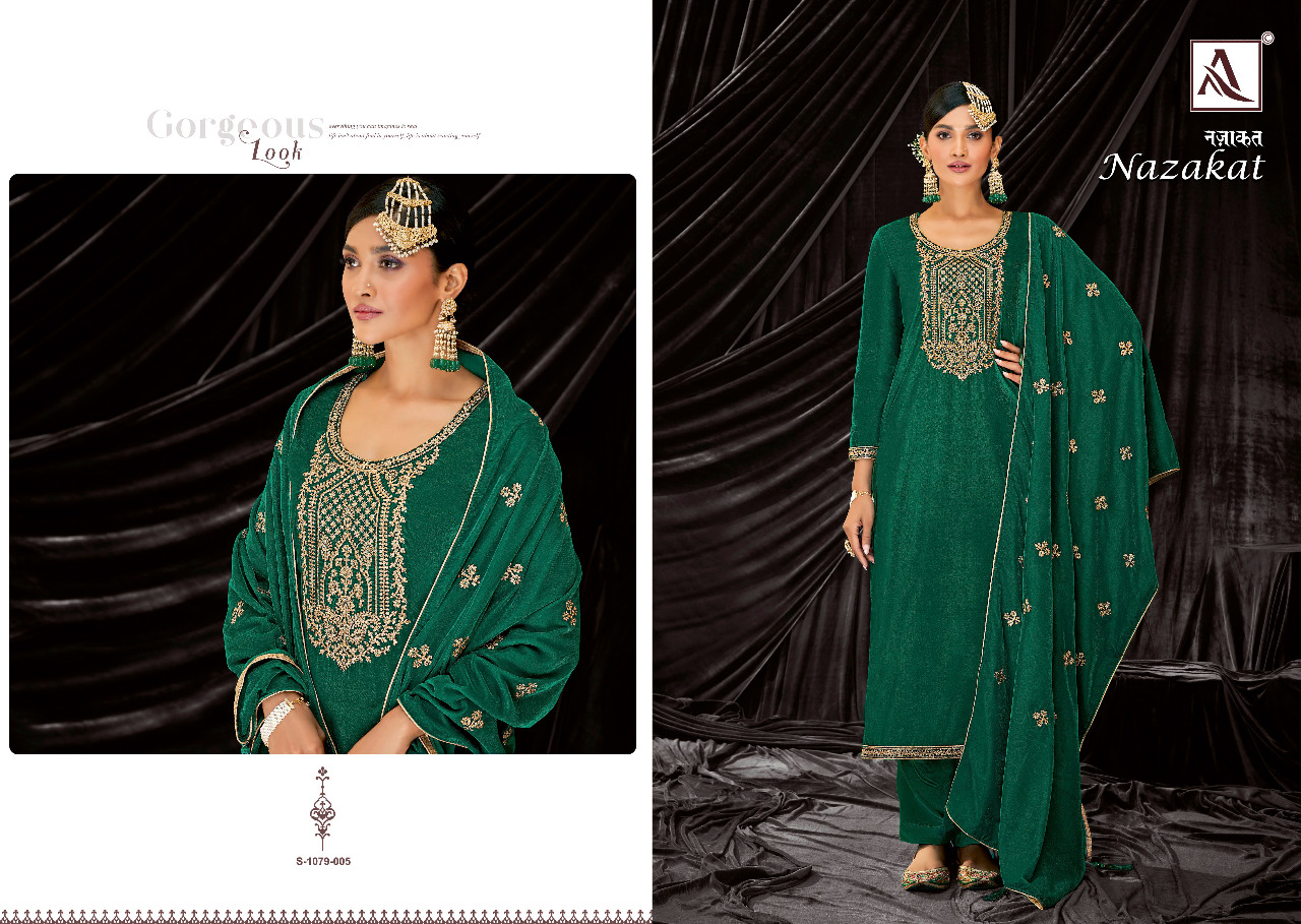 alok suit nazakat Premium Velvet Designer Embroidery Work innovative look salwar suit catalog