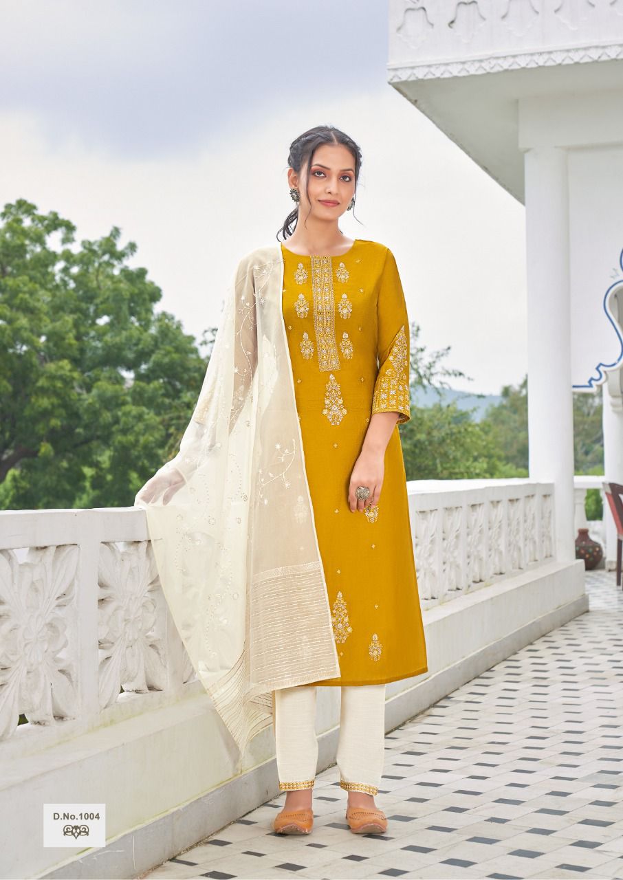 amaaya garments ananya viscose innovative look kurti pant with dupatta catalog