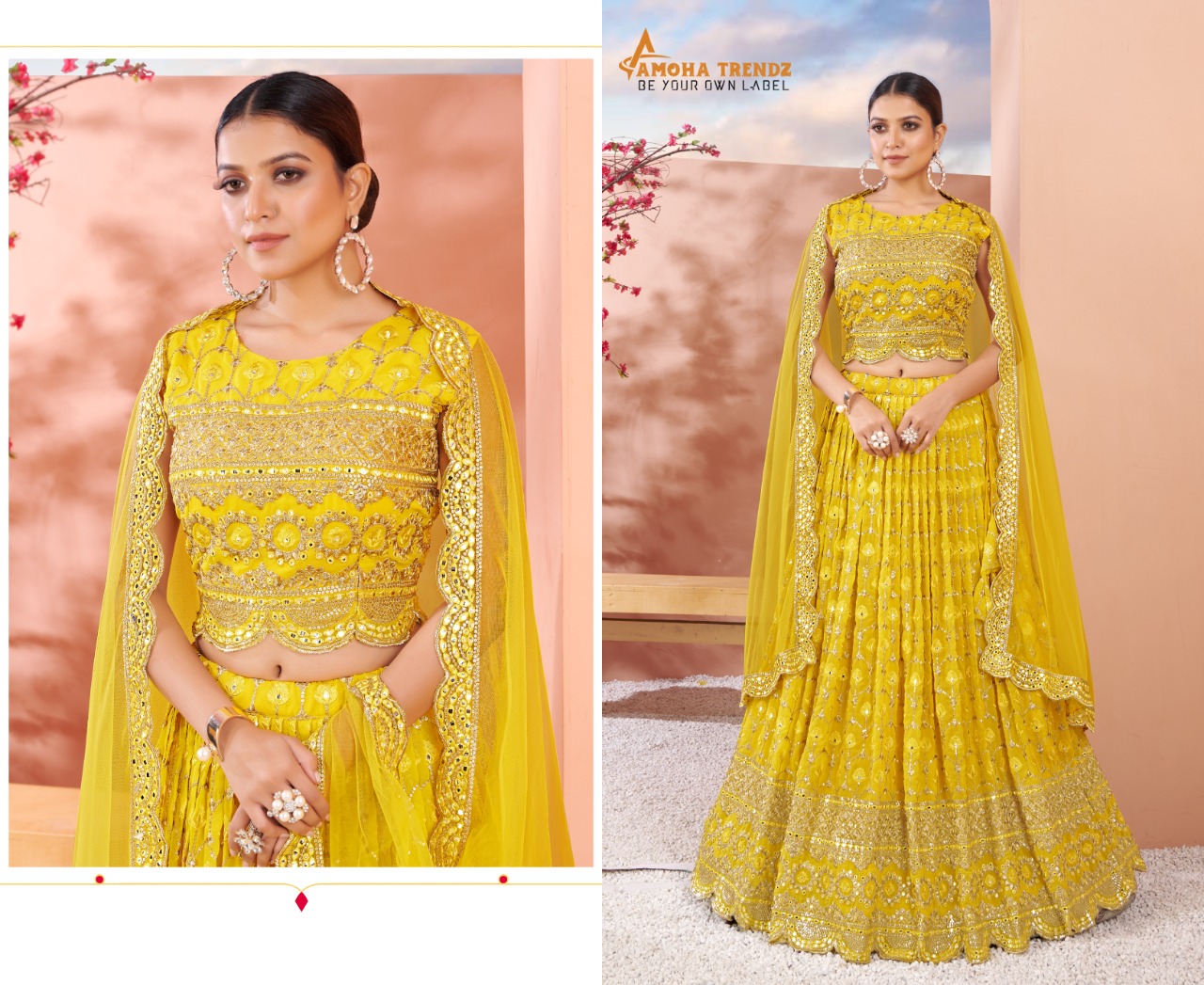 amoha trendz design no c 1918 fancy decent look crop top with lehnga and dupatta catalog