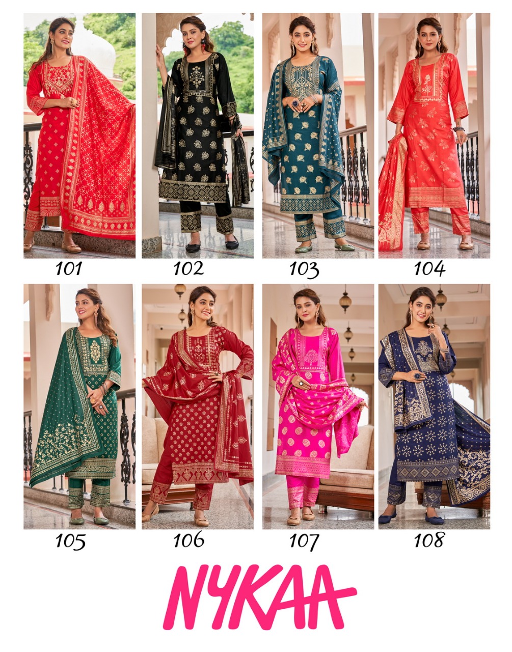 Banwery Fashion nykaa rayon decent look Kurti with Pant and dupatta catalog