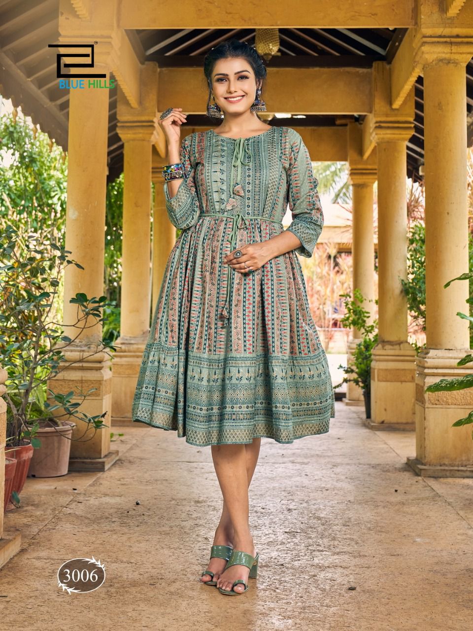 Blue hills Desi Vdesi rayon elegant look frock style kurti catalog