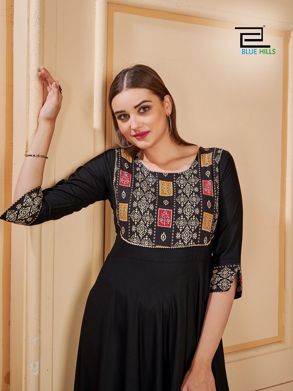 Blue hills princess rayon attrective look frock style kurti catalog