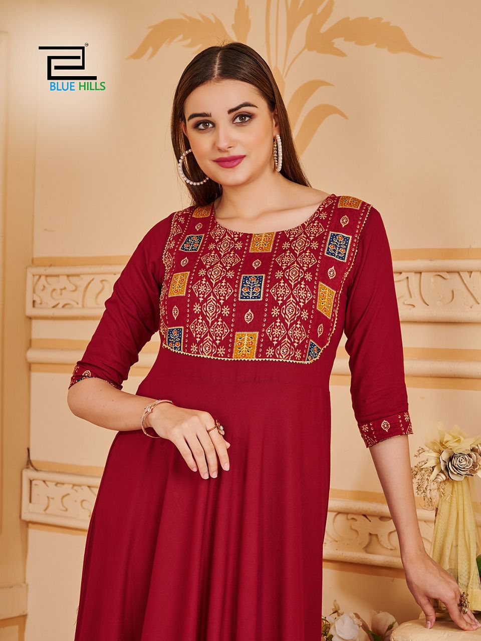 Blue hills princess rayon attrective look frock style kurti catalog