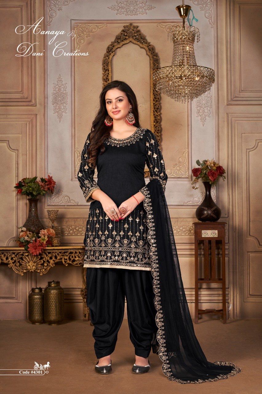 dani aanaya series 4300 vol 143 art silk gorgeous look salwar suit catalog