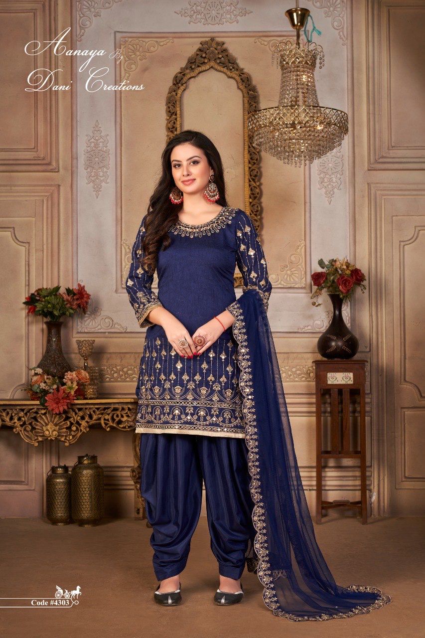 dani aanaya series 4300 vol 143 art silk gorgeous look salwar suit catalog