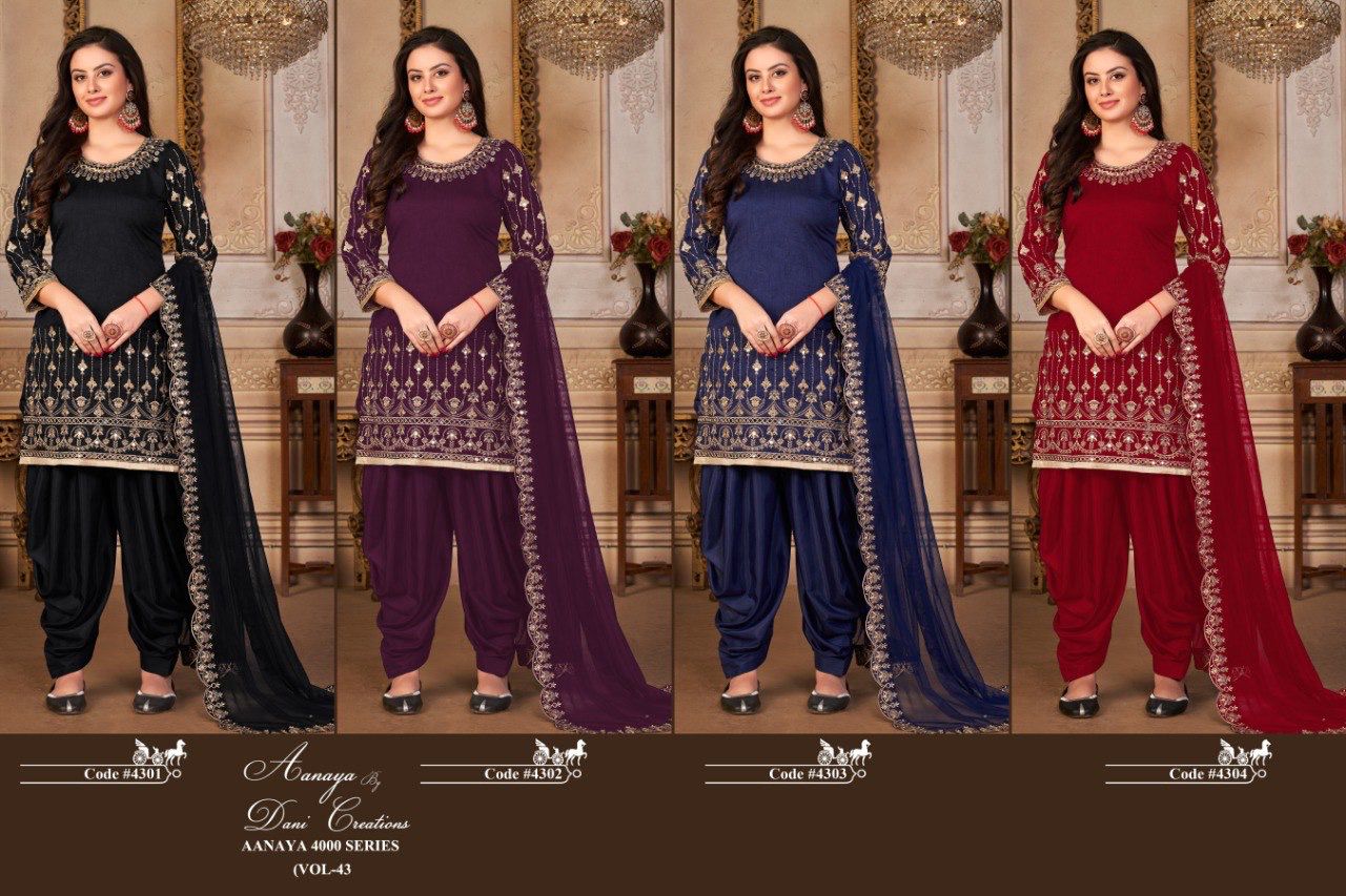 dani aanaya series 4300 vol 143 art silk gorgeous look salwar suit catalog