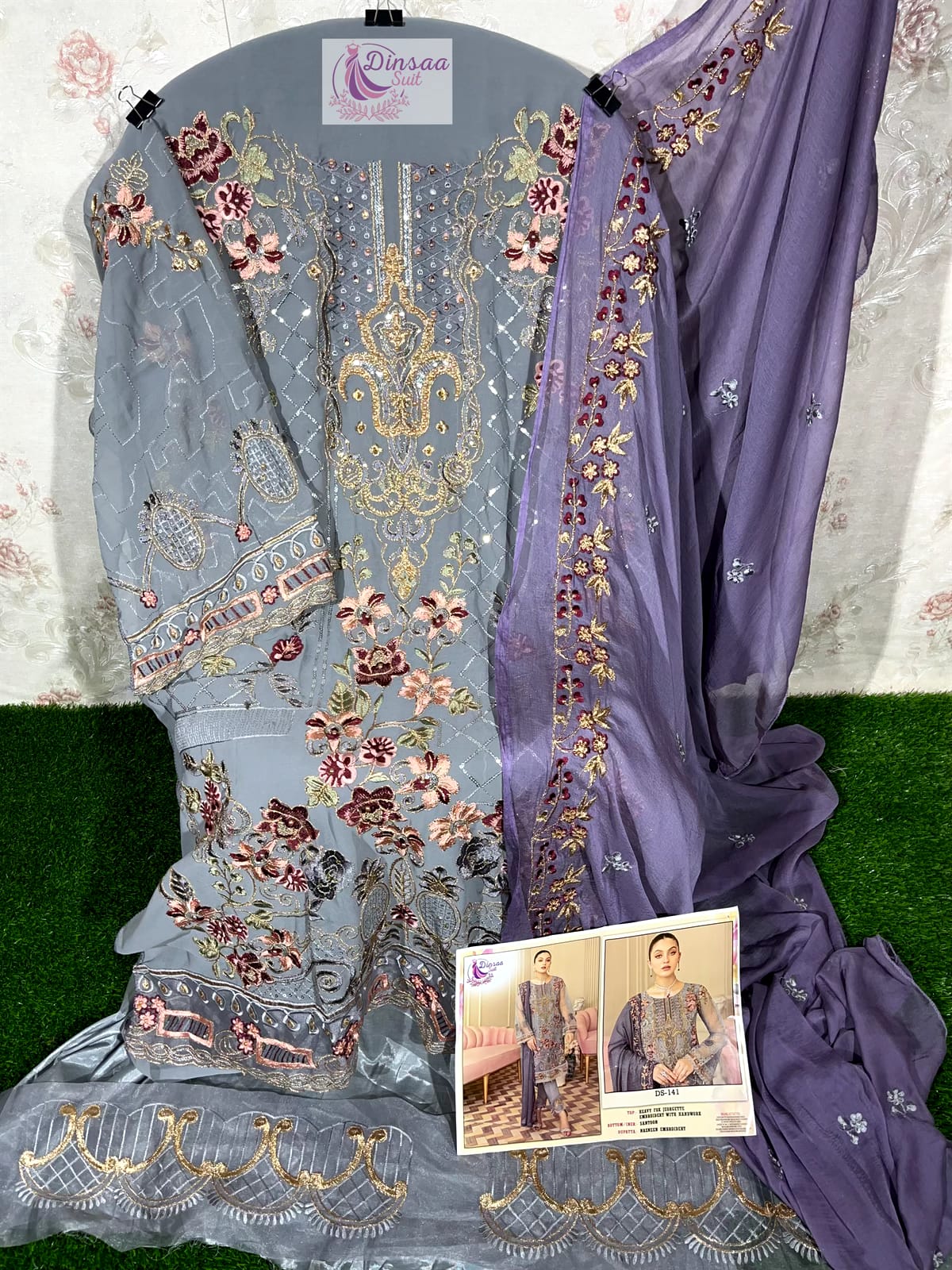 dinsaa suit D NO 139 TO 141 georgette regal look salwar suit catalog