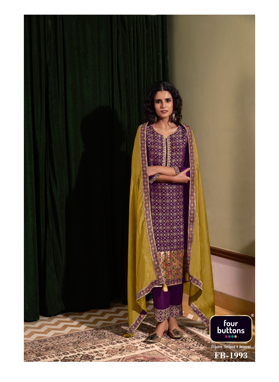 four buttons Banaras 2 patola elegant look top bottom with dupatta catalog