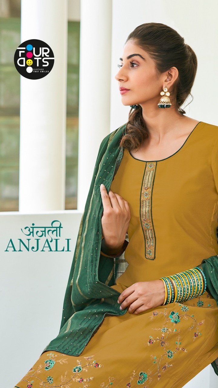 fourdots anjali muslin elegant slawra suit catalog