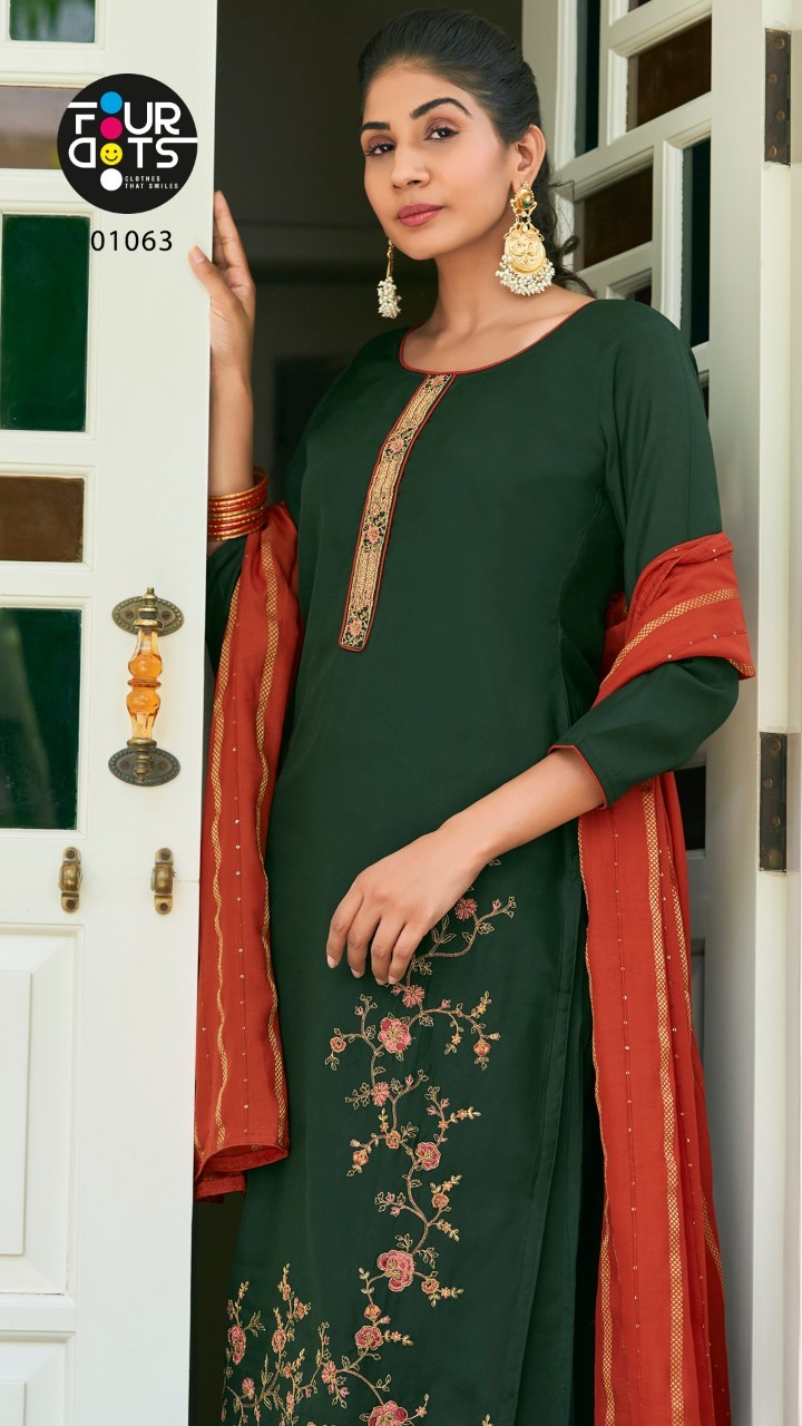 fourdots anjali muslin elegant slawra suit catalog