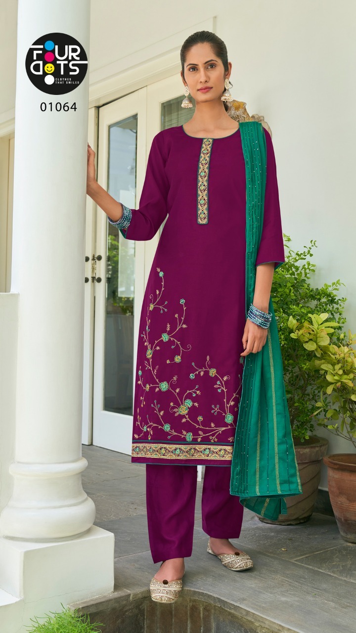 fourdots anjali muslin elegant slawra suit catalog