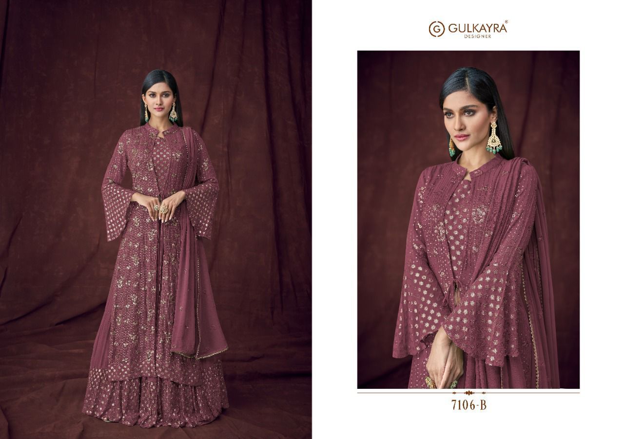 gulkayra designer attraction gold georgette gorgous look salwar suit catalog