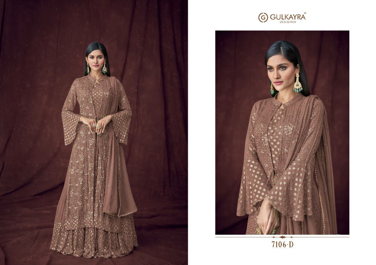 gulkayra designer attraction gold georgette gorgous look salwar suit catalog