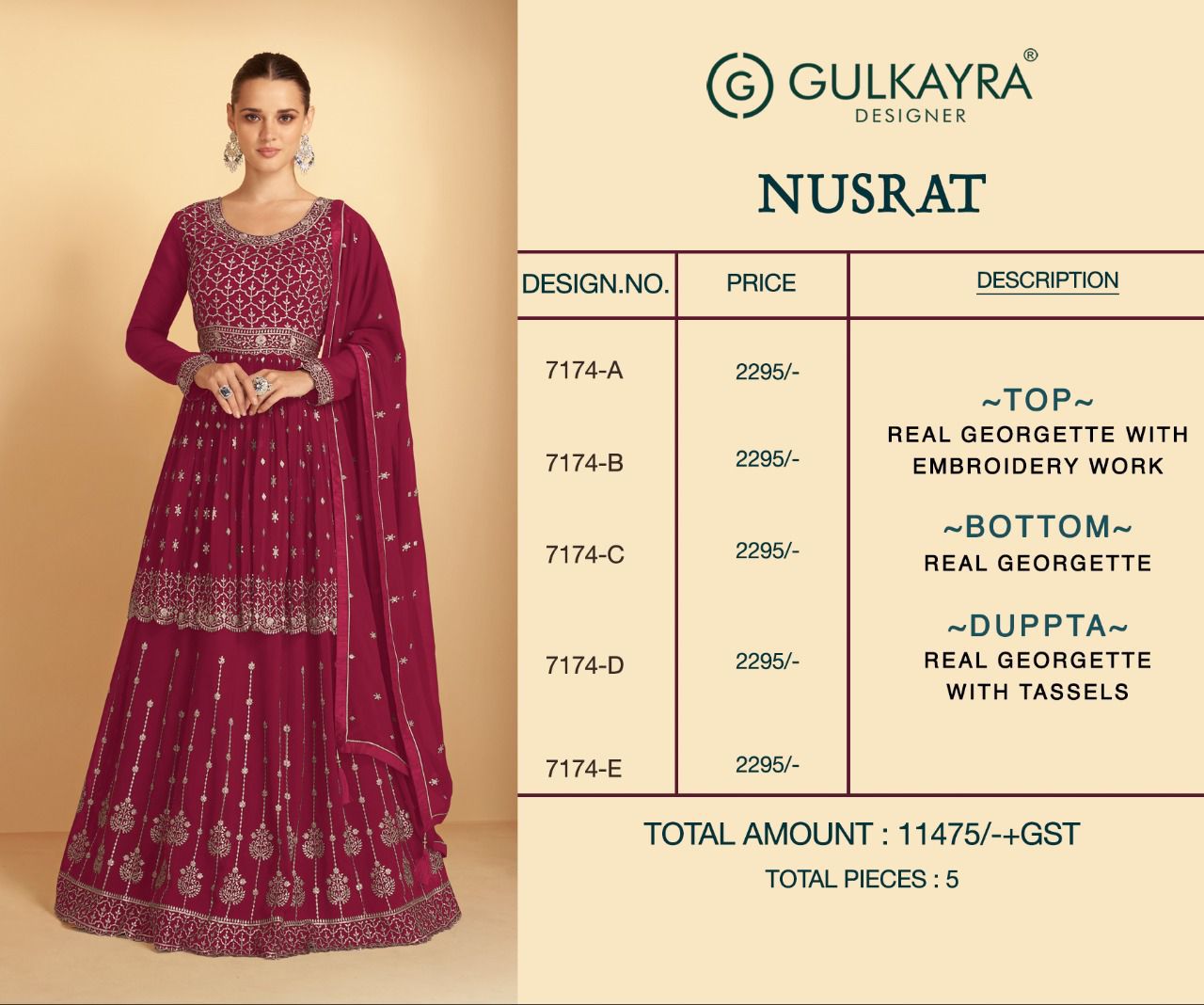 gulkayra designer nusrat georgette festive look salwar suit catalog