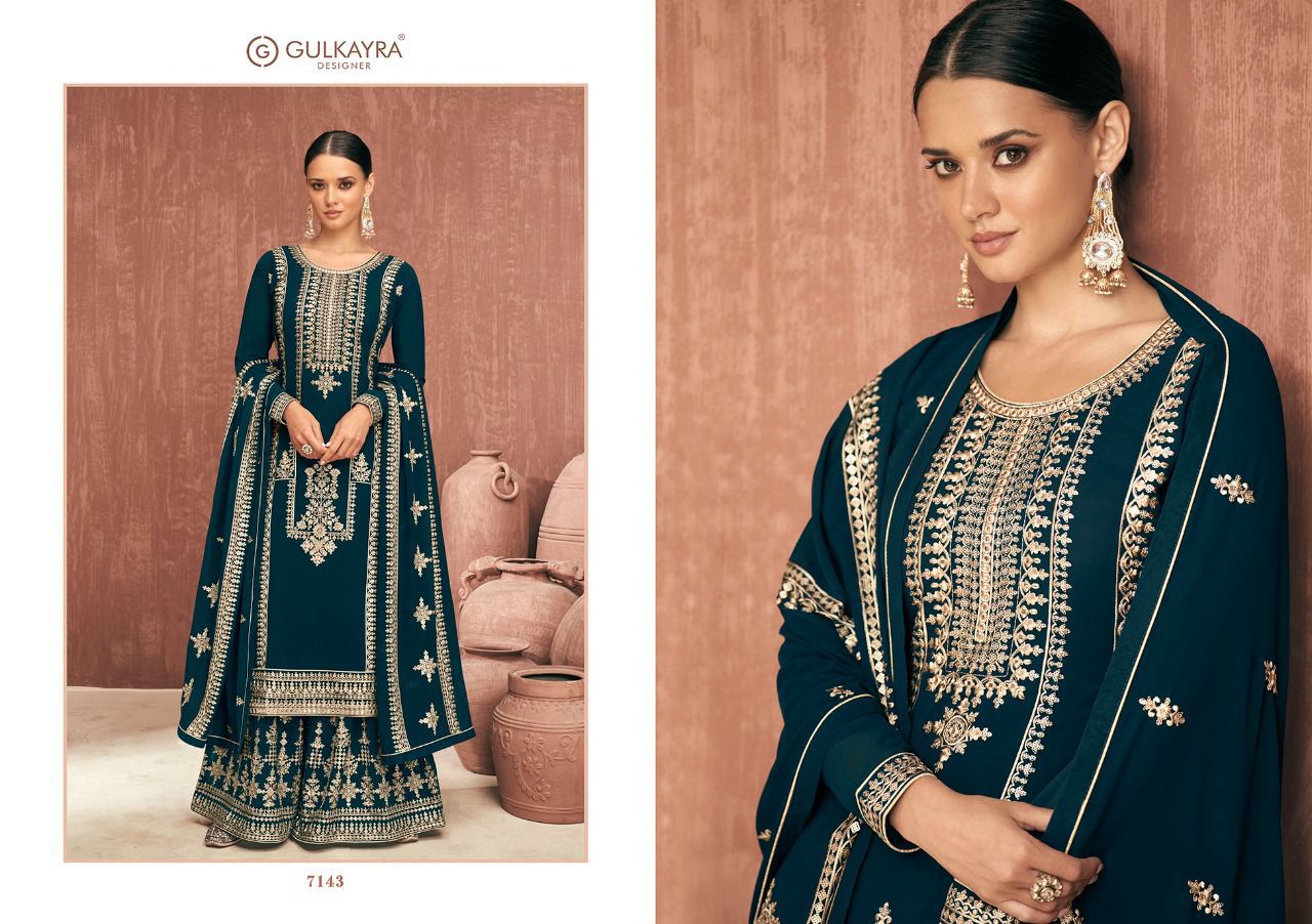 gulkayra designer royal georgette innovative look kurti dupatta with garara catalog