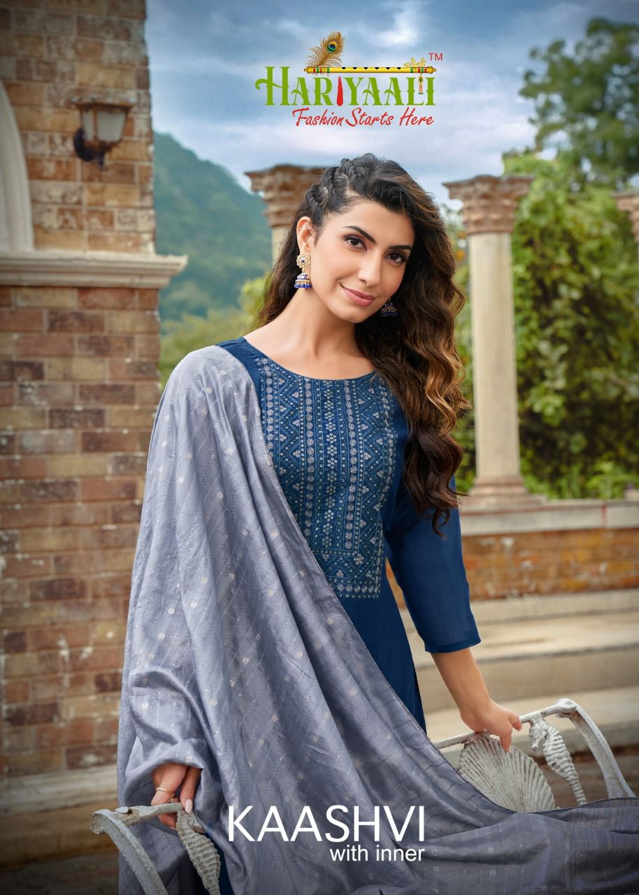 Hariyaali kaashvi silk innovative look top Bottom and dupatta catalog