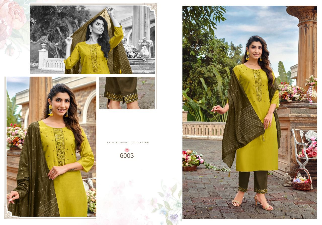 Hariyaali kaashvi silk innovative look top Bottom and dupatta catalog