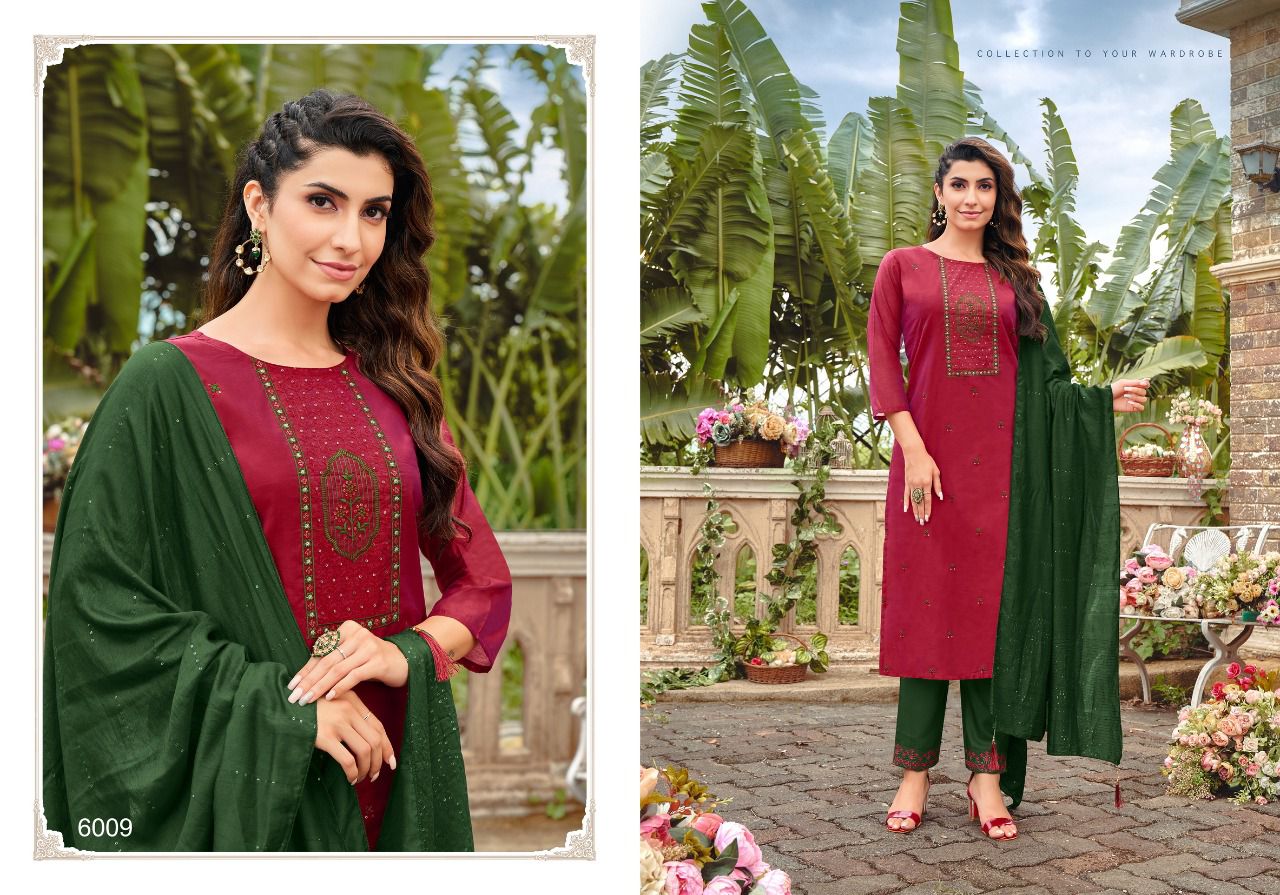 Hariyaali kaashvi silk innovative look top Bottom and dupatta catalog