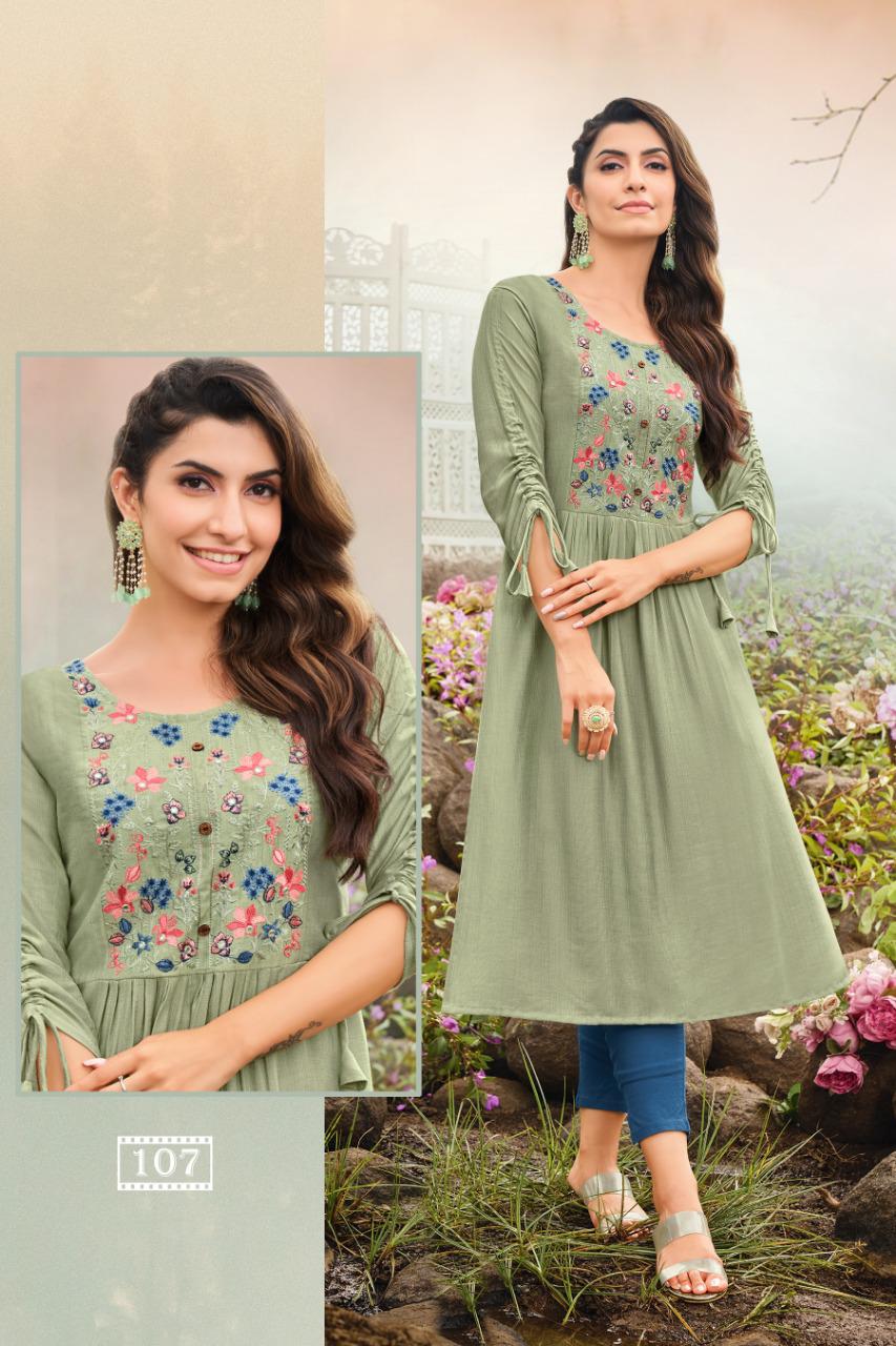 hariyaali karnika silk decent look kurti catalog