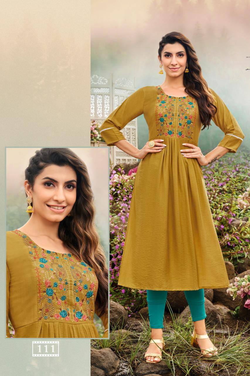 hariyaali karnika silk decent look kurti catalog