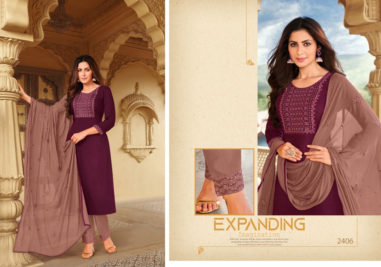 Hariyaali srivalli vol 3 crape silk innovative look top Bottom and dupatta catalog