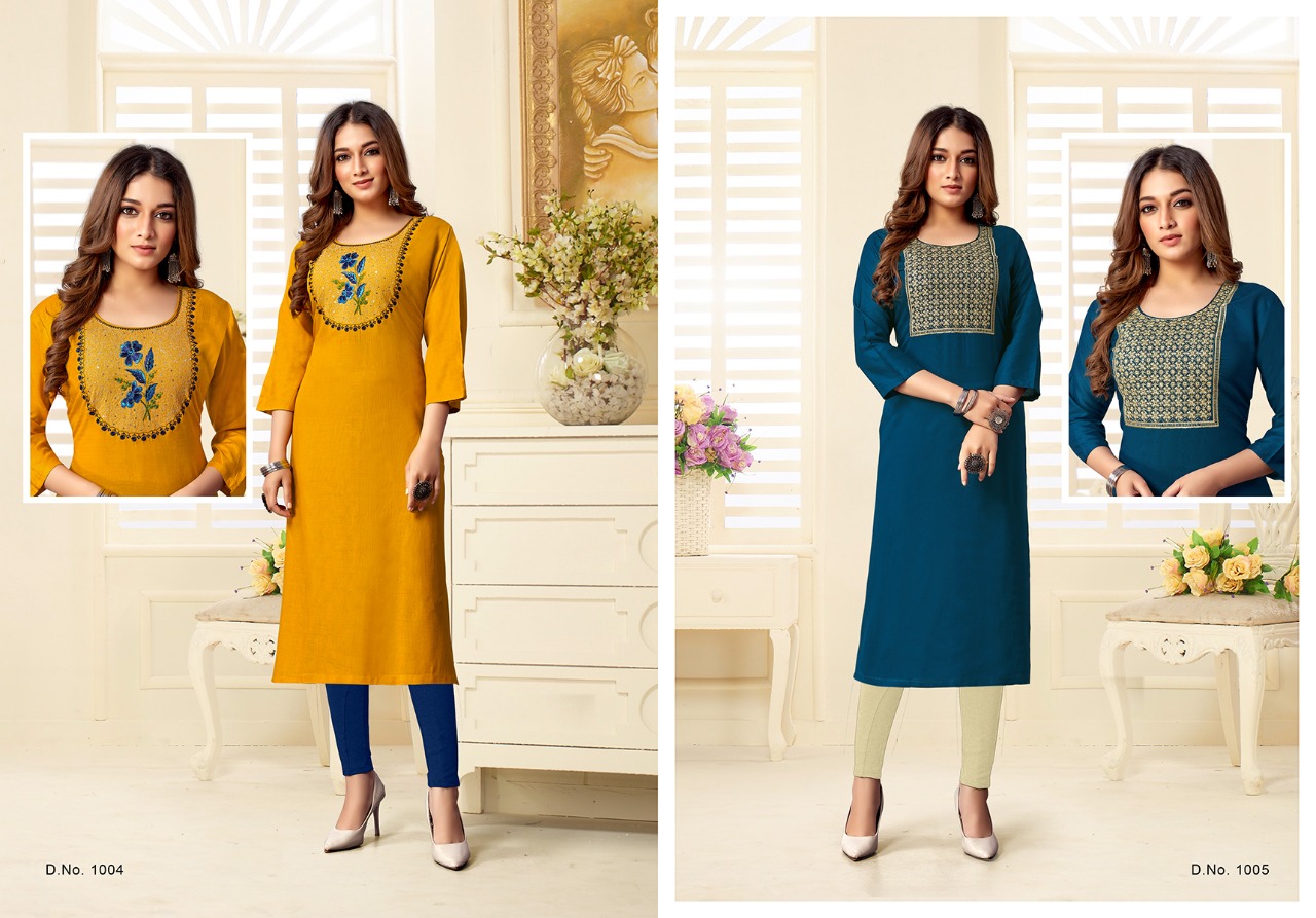 jinesh nx laado rayon decent look kurti catalog