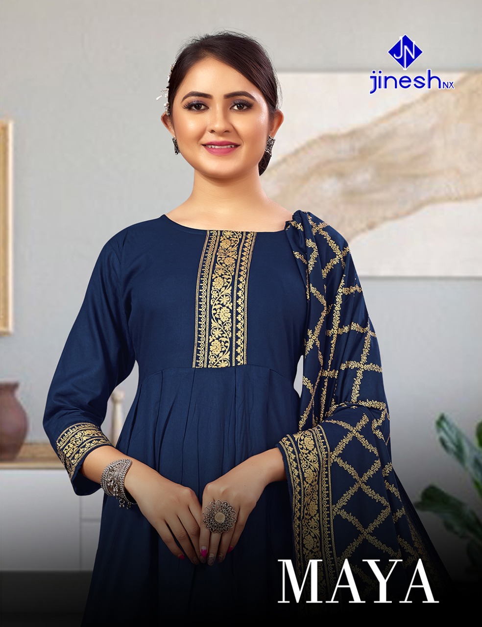 jinesh nx maya rayon beauiful colours kurti with dupatta catalog