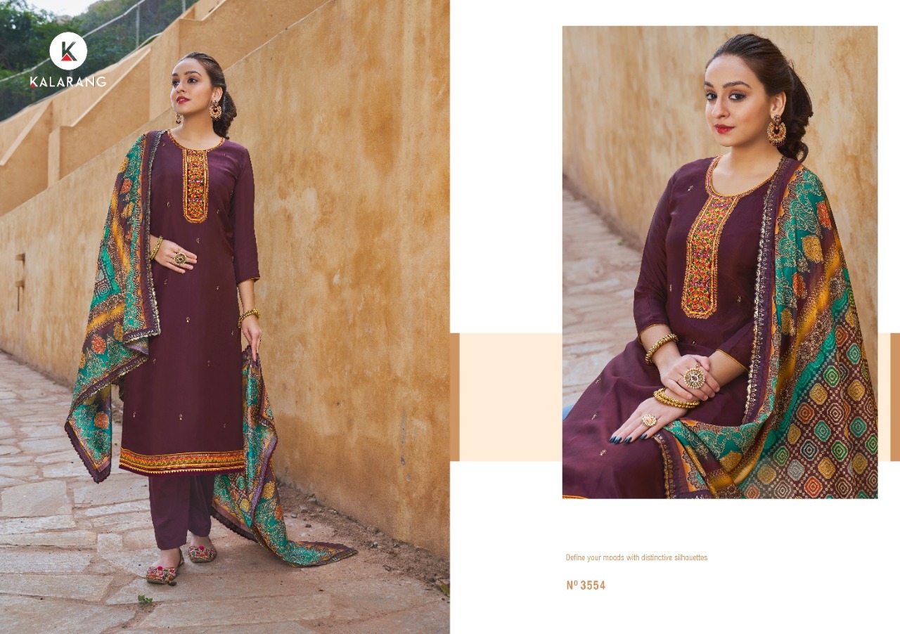 kalarang nigaah viscose silk elegant look salwar suit catalog