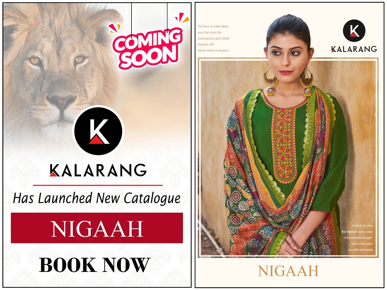 kalarang nigaah viscose silk elegant look salwar suit catalog