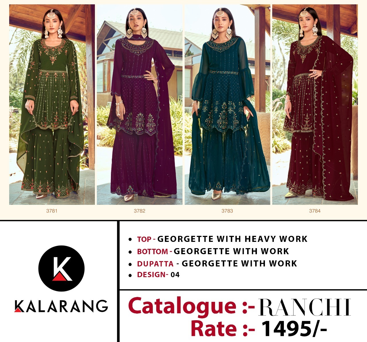 kalarang ranchi georgette astonishing look salwar suit catalog