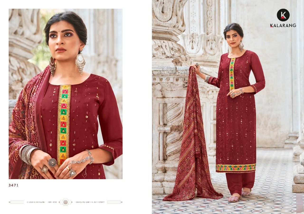 kalarang shalini viscose silk astonishing look salwar suit catalog