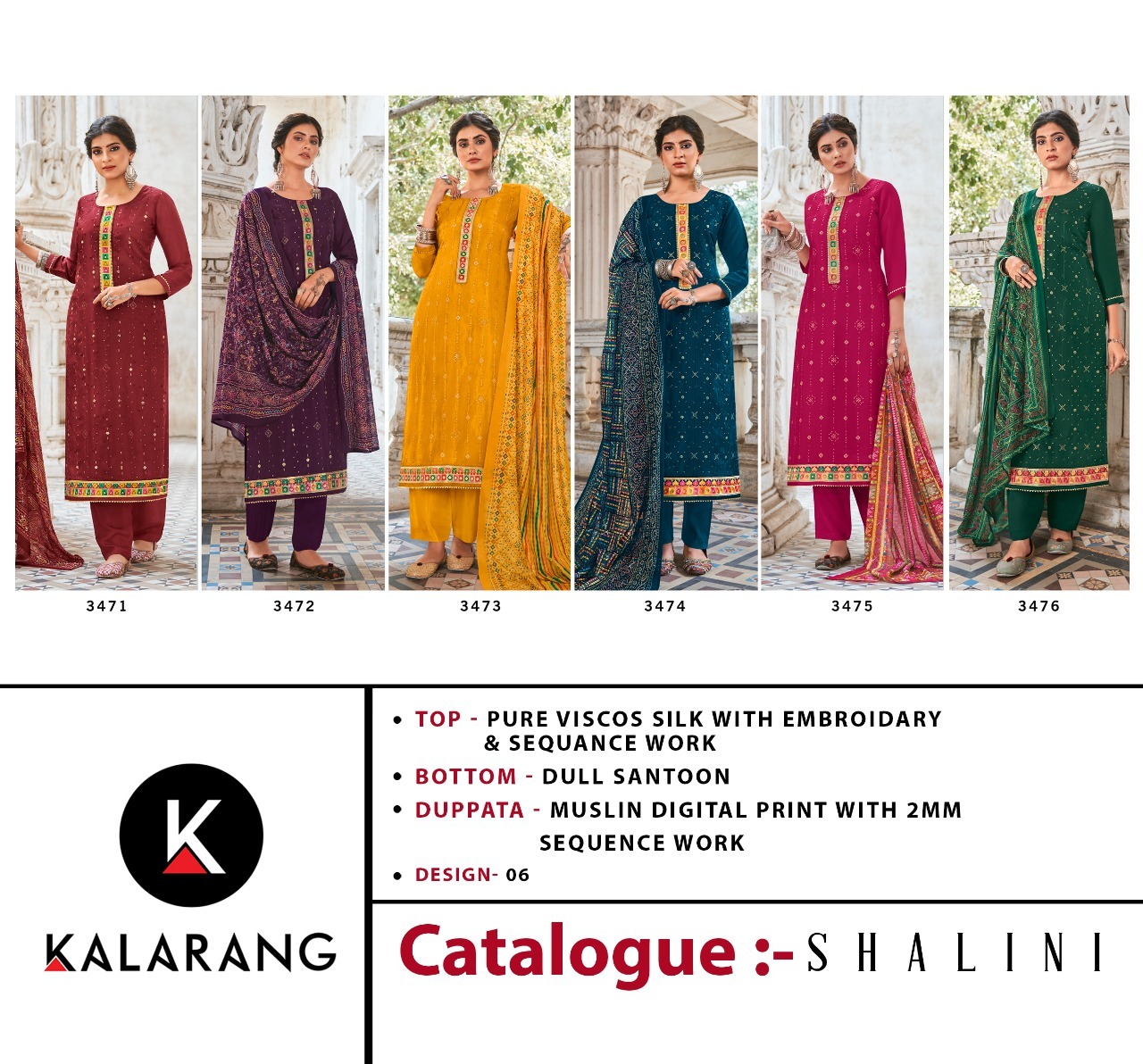 kalarang shalini viscose silk astonishing look salwar suit catalog