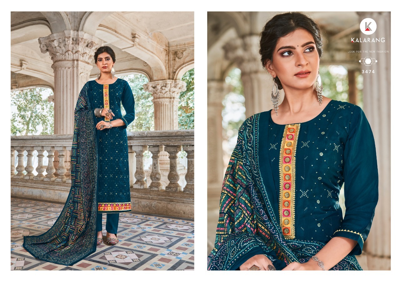 kalarang shalini viscose silk astonishing look salwar suit catalog