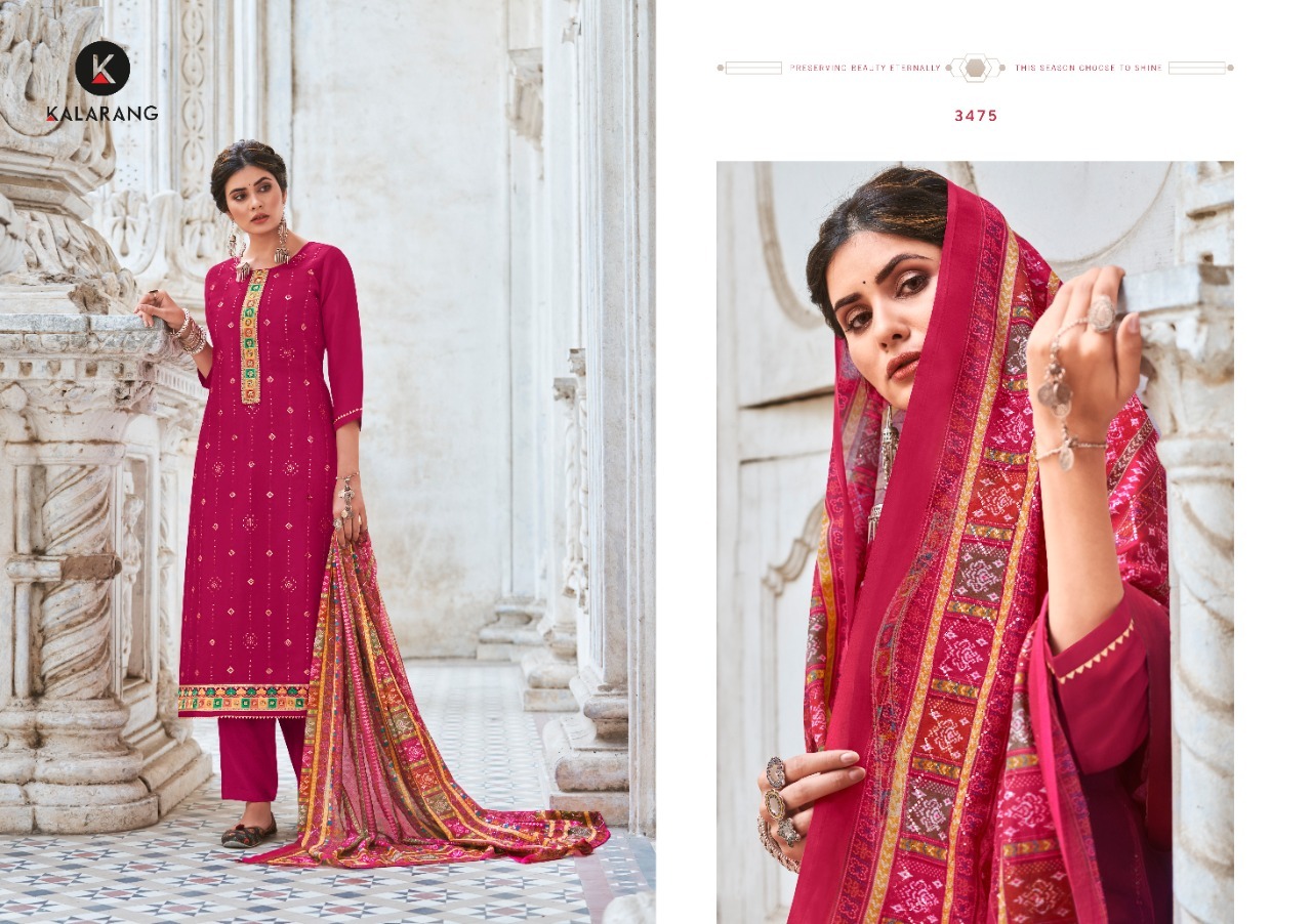 kalarang shalini viscose silk astonishing look salwar suit catalog