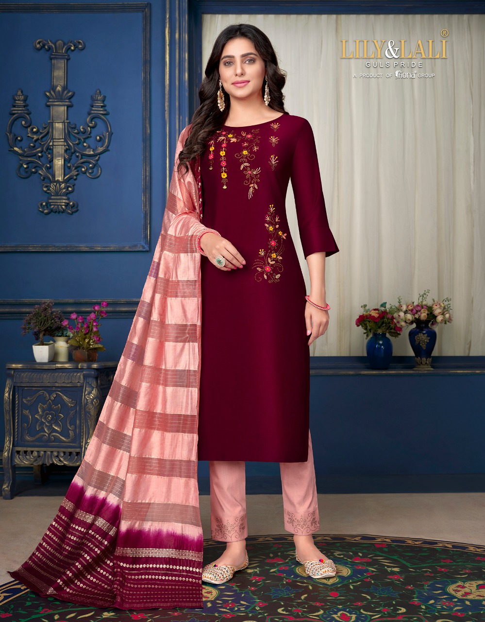 lily and lali fairy muskan 3 bember silk regal look top bottom with dupatta catalog