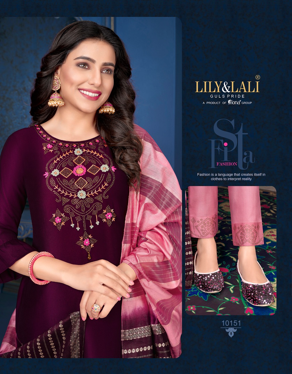 lily and lali fairy muskan 3 bember silk regal look top bottom with dupatta catalog