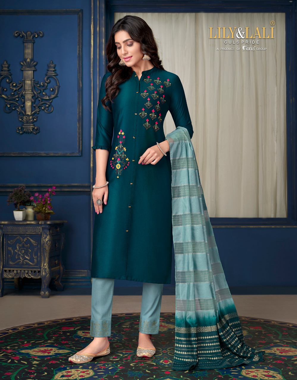 lily and lali fairy muskan 3 bember silk regal look top bottom with dupatta catalog