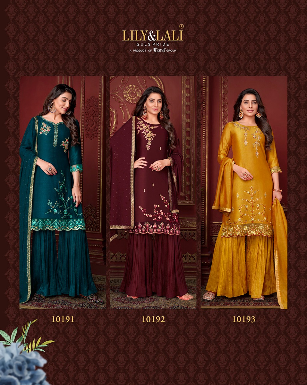 lily and lali malang silk regal look top bottom with dupatta catalog