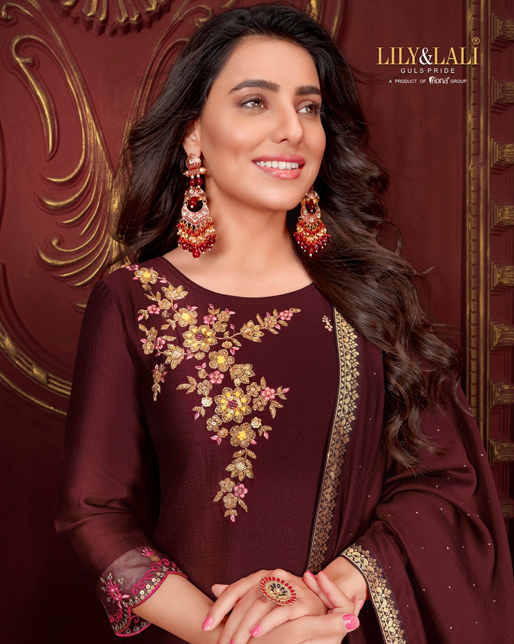 lily and lali malang silk regal look top bottom with dupatta catalog