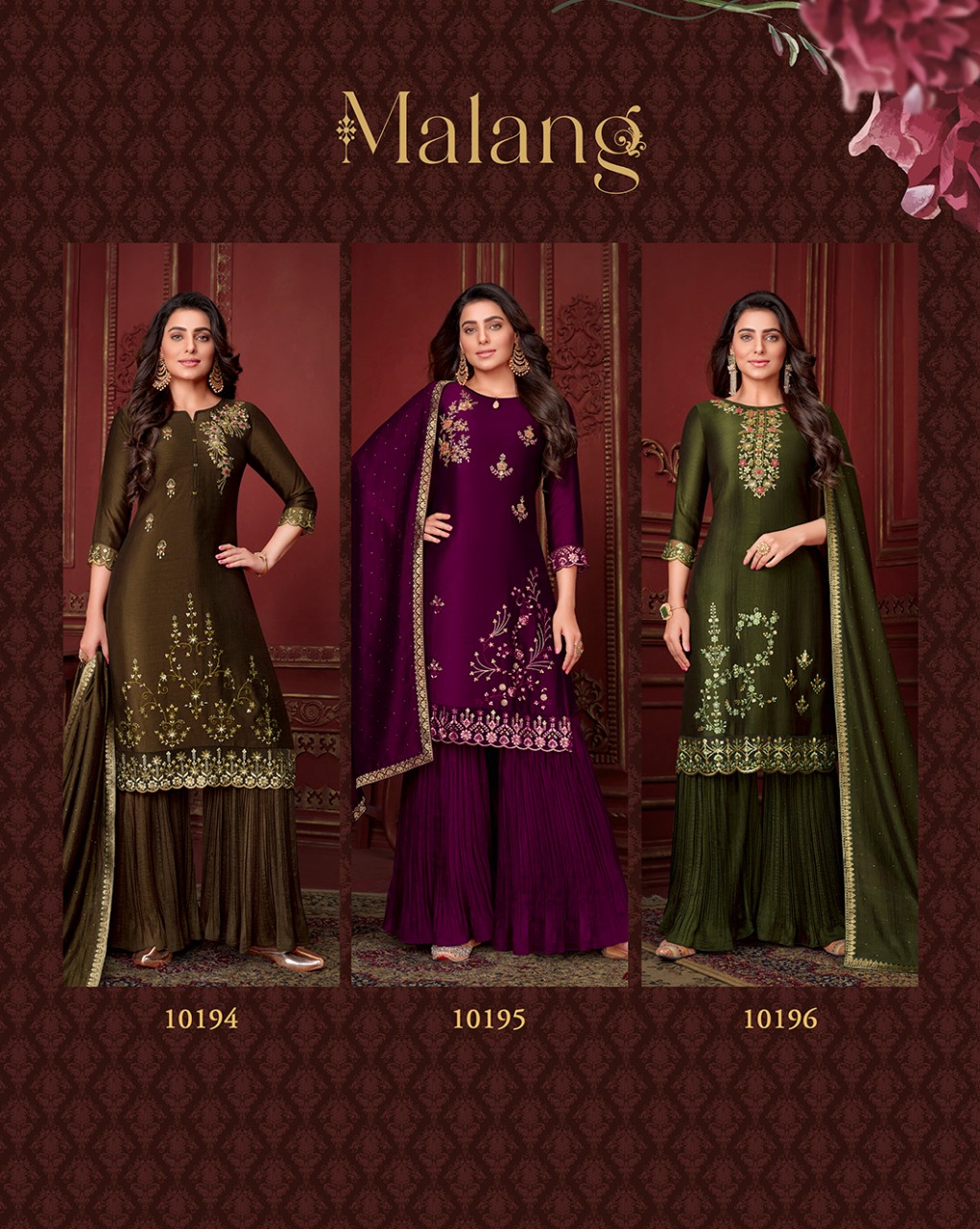 lily and lali malang silk regal look top bottom with dupatta catalog